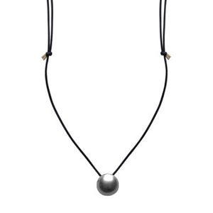 ARO Large Round Tahitian Pearl & Leather Necklace