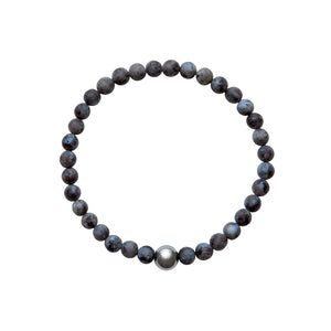ARO Round Tahitian Pearl & Larvikite Bracelet ::: 6.5mm :::