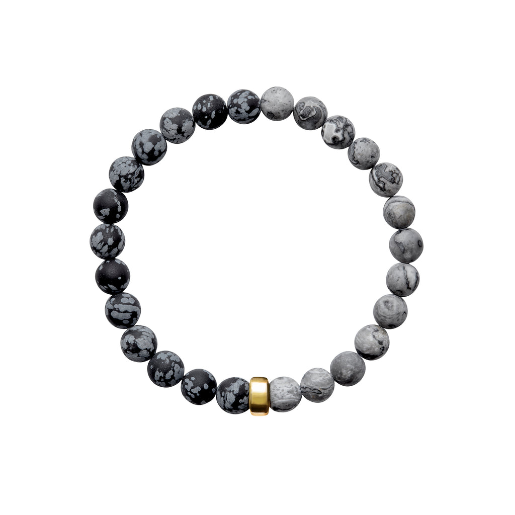 ARO Snowflake Obsidian & Map Jasper Bracelet ::: 8.5mm :::