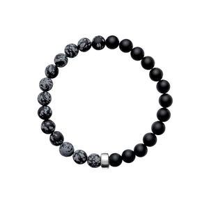 ARO Snowflake Obsidian & Onyx Bracelet ::: 8.5mm :::