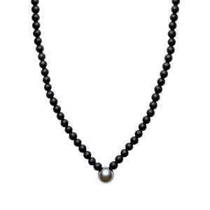 ARO Round Tahitian Pearl & Matt Onyx Necklace