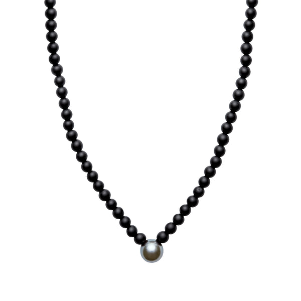 TON for yo】Onyx pearl mix necklace ARO Round Tahitian Pearl 