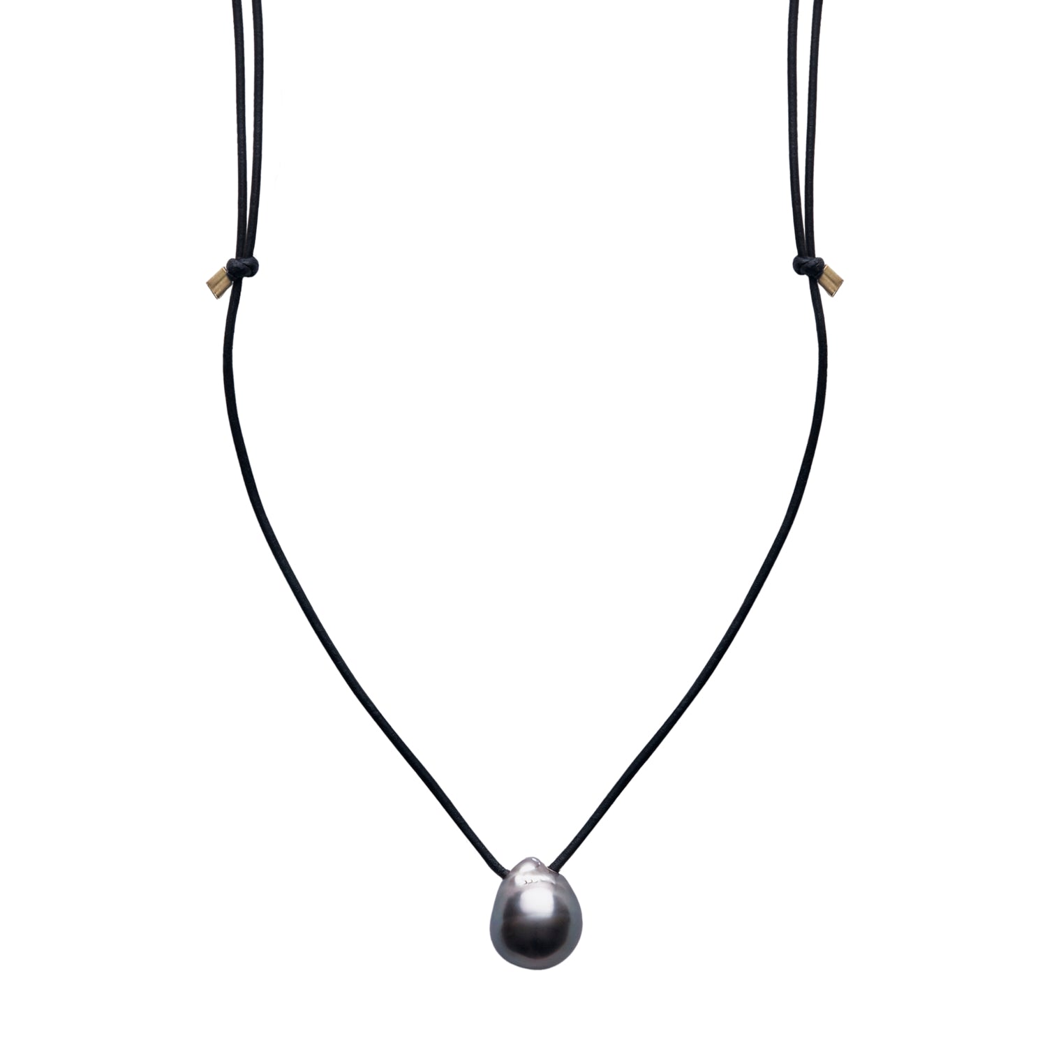 ARO Large Tahitian Pearl & Leather Necklace