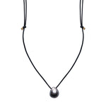 ARO Large Tahitian Pearl & Leather Necklace
