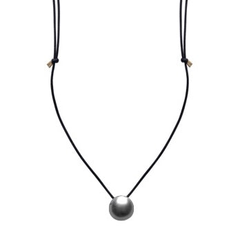 ARO Large Round Tahitian Pearl & Leather Necklace